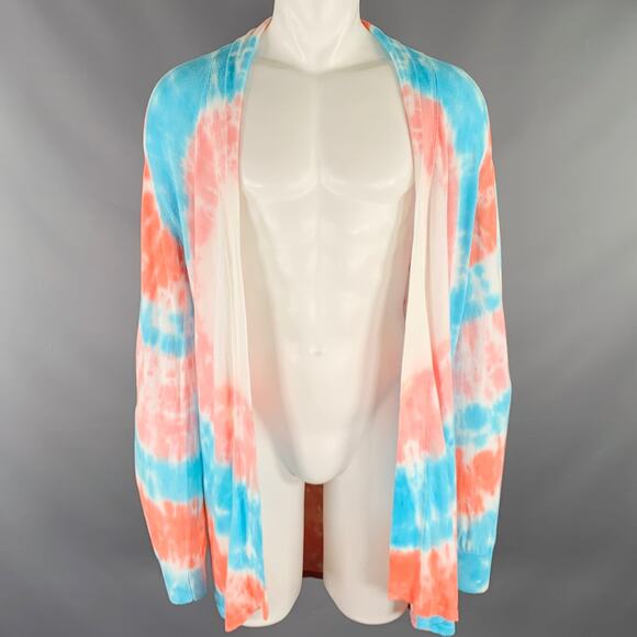 BAJA EAST Size S Pink Blue Tie Dye Pima Cotton Open Front Cardigan - Picture 1 of 6